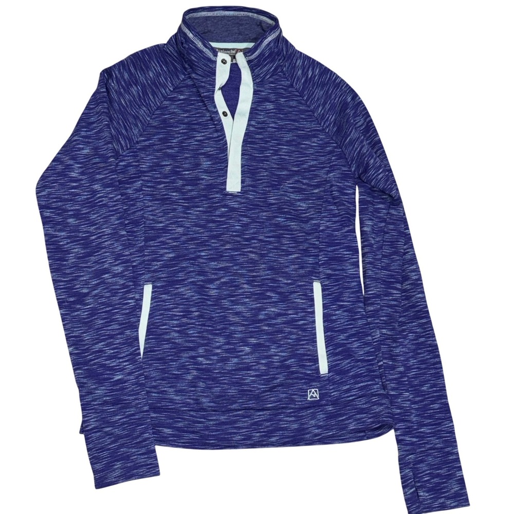 Avalanche Pullover Womens Small Purple Space Dye Quarter Snap Mock‎ Neck EUC